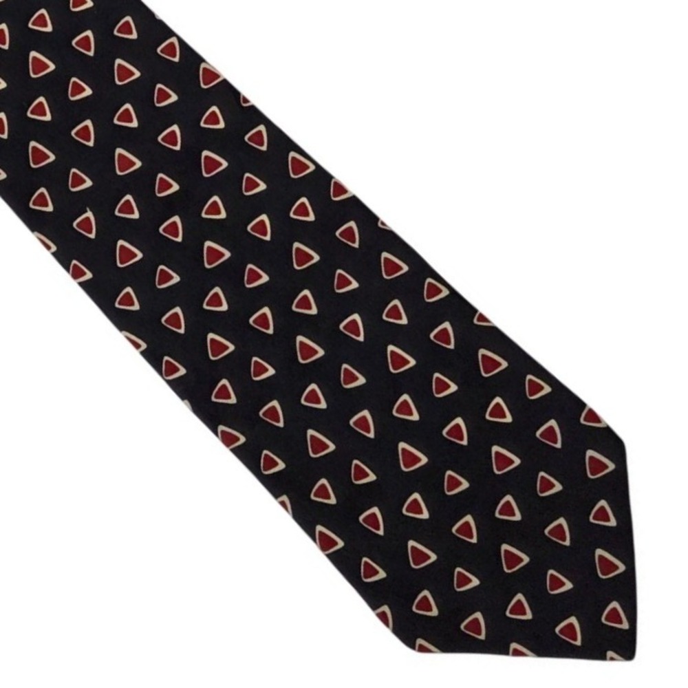 BOSS Hugo Boss 100% Silk Necktie‎ Tie Geometric Pattern Italy Made